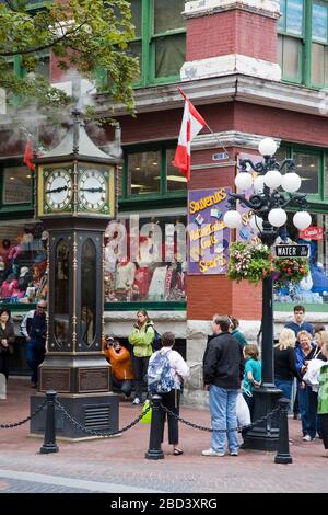 Steam Clock su Water Street, Gastown District, Vancouver, British Columbia, Canada, Nord America Foto Stock