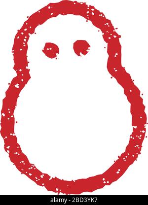 icona con timbro in gomma (neve, inverno, pupazzo di neve) Illustrazione Vettoriale