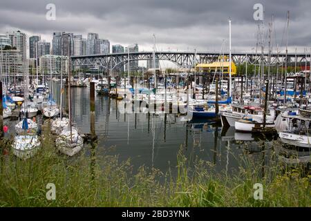 Broker's Bay Marina, Granville Island, Vancouver, British Columbia, Canada, Nord America Foto Stock