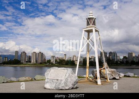 Faro di Elsje Point a Vanier Park, Vancouver, British Columbia, Canada, Nord America Foto Stock