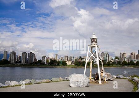 Faro di Elsje Point a Vanier Park, Vancouver, British Columbia, Canada, Nord America Foto Stock