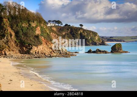 Duporth Beach vicino a Charlestown in Cornovaglia. Foto Stock