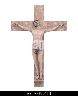 Statua della crocifissione di Gesù Cristo isolato Foto Stock