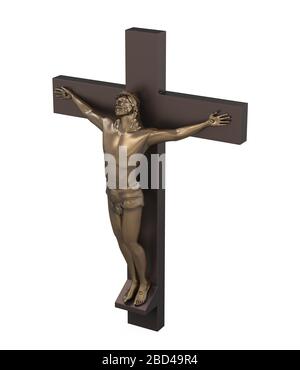 Statua della crocifissione di Gesù Cristo isolato Foto Stock