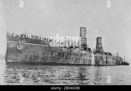 Corazzata italiana Andrea Doria che servì nella prima e seconda guerra mondiale ca. 1910-1915 Foto Stock