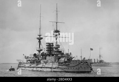 HMS Mars, una corazzata della Royal Navy della classe Majestic ca. 1910-1915 Foto Stock