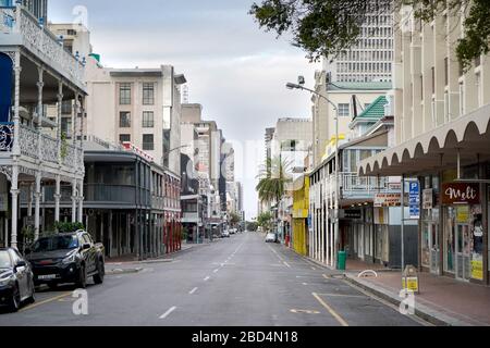 Città del Capo, Sud Africa - 6 Aprile 2020 : strade vuote a Città del Capo durante il blocco di Coronavirus Foto Stock