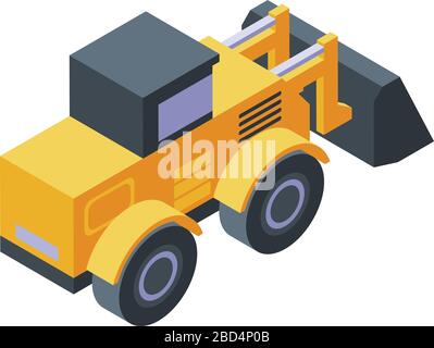 Icona bulldozer gommato, stile isometrico Illustrazione Vettoriale