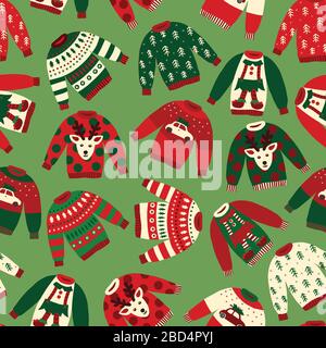 Brutto maglioni di Natale senza cuciture motivo vettoriale Illustrazione Vettoriale