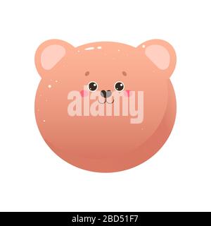 Simpatico orso Kawaii. Animale isolato su sfondo bianco. Illustrazione vettoriale Illustrazione Vettoriale