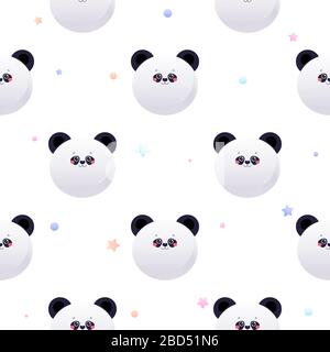 Carino Kawaii Panda, Orso. Modello senza cuciture per animali. Illustrazione vettoriale Illustrazione Vettoriale