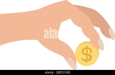 Deposito. Contributo percentuale. Dollaro nella mano. Conto bancario. Illustrazione Vettoriale