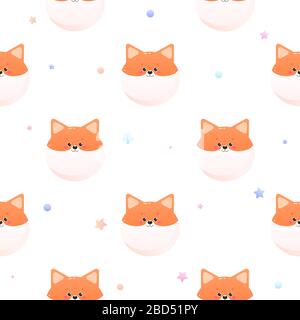 Carino Kawaii Shiba, Fox. Modello senza cuciture per animali. Illustrazione vettoriale Illustrazione Vettoriale