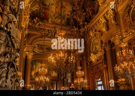 Vista interna dell'Opera National de Paris Garnier, Francia. Foto Stock