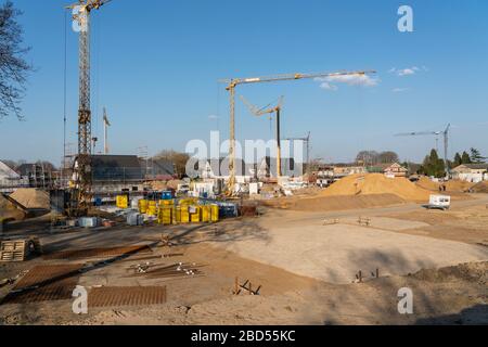 Zona di sviluppo, a Wesel, dove si stanno costruendo 70 case monofamiliari e case bifamiliari, basso Reno, Germania; Foto Stock