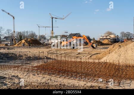 Zona di sviluppo, a Wesel, dove si stanno costruendo 70 case monofamiliari e case bifamiliari, basso Reno, Germania; Foto Stock