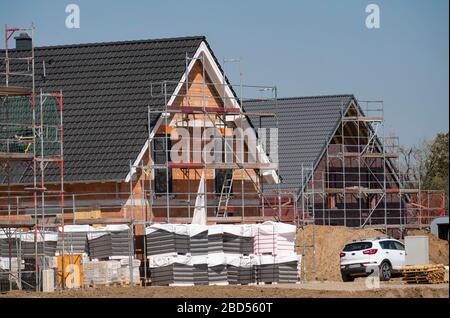 Zona di sviluppo, a Wesel, dove si stanno costruendo 70 case monofamiliari e case bifamiliari, basso Reno, Germania; Foto Stock