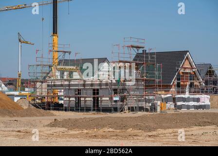 Zona di sviluppo, a Wesel, dove si stanno costruendo 70 case monofamiliari e case bifamiliari, basso Reno, Germania; Foto Stock