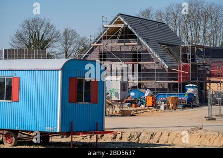 Zona di sviluppo, a Wesel, dove si stanno costruendo 70 case monofamiliari e case bifamiliari, basso Reno, Germania; Foto Stock