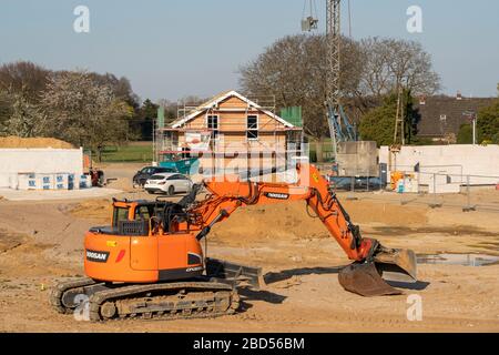 Zona di sviluppo, a Wesel, dove si stanno costruendo 70 case monofamiliari e case bifamiliari, basso Reno, Germania; Foto Stock