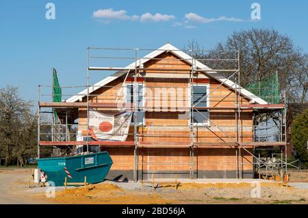 Zona di sviluppo, a Wesel, dove si stanno costruendo 70 case monofamiliari e case bifamiliari, basso Reno, Germania; Foto Stock