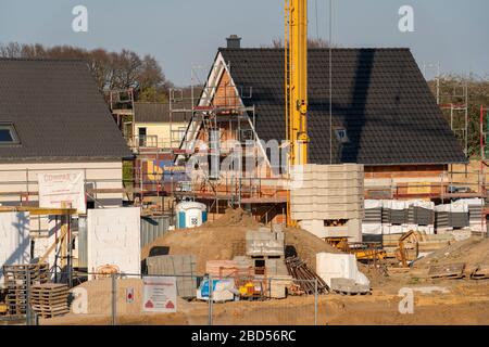 Zona di sviluppo, a Wesel, dove si stanno costruendo 70 case monofamiliari e case bifamiliari, basso Reno, Germania; Foto Stock
