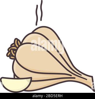 Bulbo d'aglio e chiodo di garofano isolato vettore illustrazione per l'aglio giorno il 19 aprile. Simbolo di colore delle spezie aromatiche. Illustrazione Vettoriale