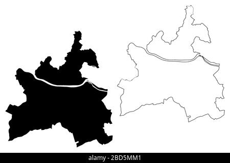 Maribor City (Repubblica di Slovenia) mappa vettoriale illustrazione, schizzo di scarabocchio Città di Maribor mappa Illustrazione Vettoriale