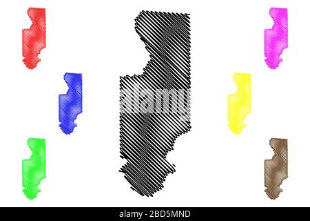 Columbia County, Florida (contea degli Stati Uniti, Stati Uniti d'America, Stati Uniti, Stati Uniti), illustrazione del vettore mappa, tracciare mappa Columbia schizzo Illustrazione Vettoriale