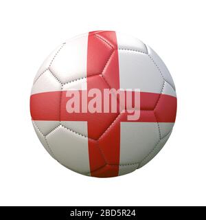 Palla di calcio in colori bandiera isolata su sfondo bianco. Inghilterra. Immagine 3D Foto Stock