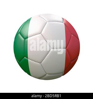 Palla di calcio in colori bandiera isolata su sfondo bianco. Italia. Immagine 3D Foto Stock