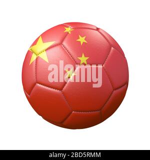 Palla di calcio in colori bandiera isolata su sfondo bianco. Cina. Immagine 3D Foto Stock