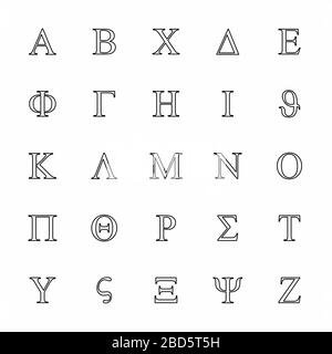 Icone di lettere greche impostate Illustrazione Vettoriale