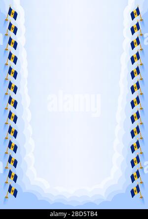 Cornice verticale e bordo con bandiera Barbados, elementi modello per il vostro certificato e diploma. Vettore. Illustrazione Vettoriale