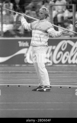 DAG WENNLUND svedese Javelin tiro al campionato europeo di Stoccarda 1986 Foto Stock