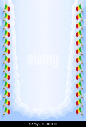 Cornice verticale e bordo con bandiera del Mali, elementi template per il tuo certificato e diploma. Vettore. Illustrazione Vettoriale