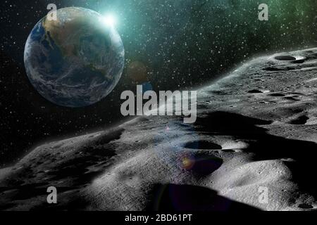 Trama della luna dettagliata vista della terra dagli elementi della luna di questa immagine fornita dalla NASA . Foto Stock