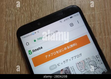 Sito Web di ameba (ameblo.jp) visualizzato sullo smartphone Foto Stock