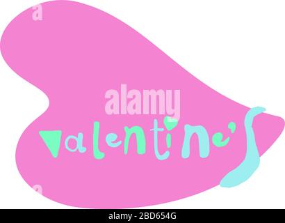 Illustrazione vettoriale concettuale della Giornata dei San Valentino felici. Moderna e disegnata a mano. Frase Valentine s su cuore rosa. Direzione destra Illustrazione Vettoriale