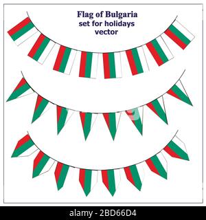 Luminoso insieme con bandiere della Bulgaria. Felice sfondo del giorno della Bulgaria. Illustrazione luminosa con flag. Illustrazione Vettoriale