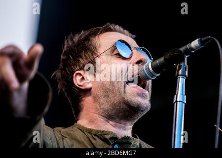 Aarhus, Danimarca. 8 giugno 2018. Il cantante, compositore e musicista inglese Liam Gallagher ha tenuto un concerto dal vivo durante il festival musicale danese Northside 2018 ad Aarhus. (Photo credit: Gonzales Photo - Lasse Lagoni). Foto Stock