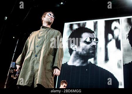 Aarhus, Danimarca. 8 giugno 2018. Il cantante, compositore e musicista inglese Liam Gallagher ha tenuto un concerto dal vivo durante il festival musicale danese Northside 2018 ad Aarhus. (Photo credit: Gonzales Photo - Lasse Lagoni). Foto Stock