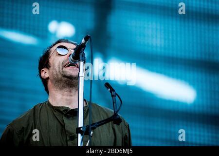 Aarhus, Danimarca. 8 giugno 2018. Il cantante, compositore e musicista inglese Liam Gallagher ha tenuto un concerto dal vivo durante il festival musicale danese Northside 2018 ad Aarhus. (Photo credit: Gonzales Photo - Lasse Lagoni). Foto Stock