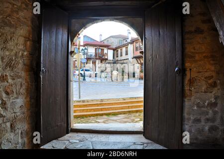 Arnaia-Chalkidiki-case tradizionali Foto Stock