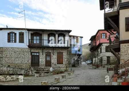 Arnaia-Chalkidiki-case tradizionali Foto Stock