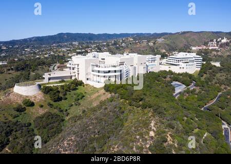Vista aerea sul Getty Center Museum di Los Angeles, California Foto Stock