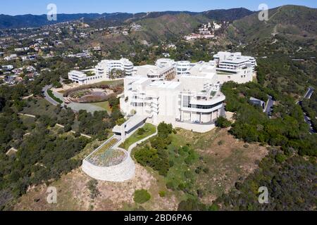 Vista aerea sul Getty Center Museum di Los Angeles, California Foto Stock