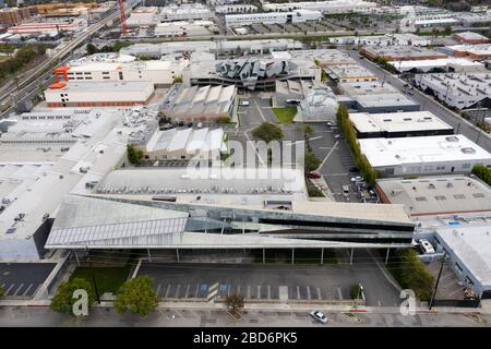 Viste aeree dell'architettura dei punti congiuntivi a Hayden Tract di Culver City, California di Eric Owen Moss, architetto Foto Stock