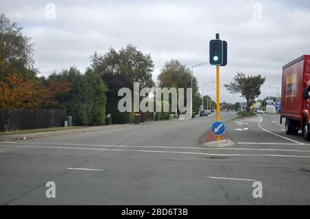 CHRISTCHURCH, NUOVA ZELANDA, 31 MARZO 2020; le strade normalmente trafficate di Christchurch sono in gran parte deserte durante il blocco Covid 19 in Nuova Zelanda, 2020 marzo Foto Stock
