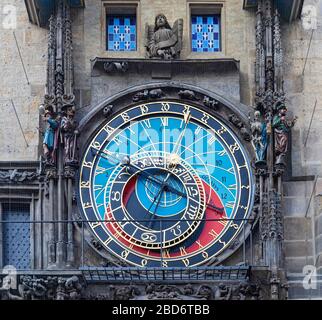 Astronomische Uhr am Altstädter Rathaus, Prag, Tscechische Republik Foto Stock